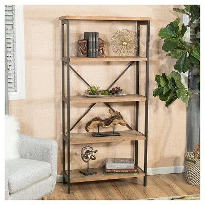 Perth 68.5" 5-Shelf Industrial Bookcase Antique - Christopher Knight Home 3 Perth 68.5" 5-Shelf Industrial Bookcase Antique - Christopher Knight Home