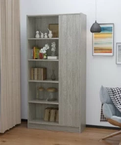 Amelia 64.8" Mid Century Bookcase - Christopher Knight Home Grey Oak
