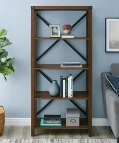 Sophie Rustic Farmhouse X Frame Bookshelf - Saracina Home Gray Wash -Bookshelves Sales Shop unnamed file 3374