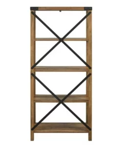 Sophie Rustic Farmhouse X Frame Bookshelf - Saracina Home Gray Wash -Bookshelves Sales Shop unnamed file 3376