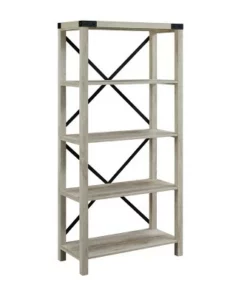 Sophie Rustic Farmhouse X Frame Bookshelf - Saracina Home Gray Wash -Bookshelves Sales Shop unnamed file 3380