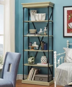 84" Belvidere 5 Shelf Narrow Bookshelf - Inspire Q Ivory White