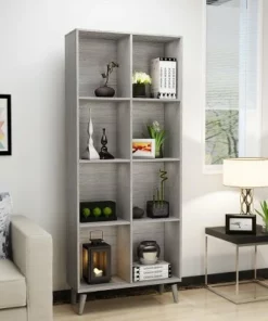 77.32" Elouera Mid Century Bookcase - Christopher Knight Home Grey Oak