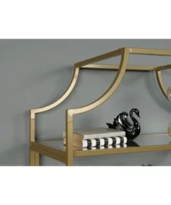 71" International Luxury Bookshelf Satin Gold Finish - Sauder