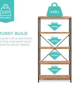 Best Choice Products 5-Tier Rustic Industrial Bookshelf Display Décor Accent w/ Metal Frame, Wood Shelves -Bookshelves Sales Shop unnamed file 3414