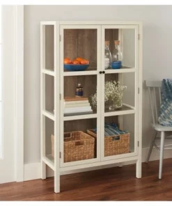 56.2" Hadley Library Cabinet with Glass Shell White - Threshold™