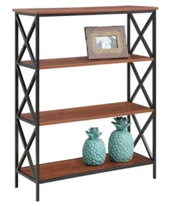 42" Tucson 4 Tier Bookcase Black/Cherry - Breighton Home