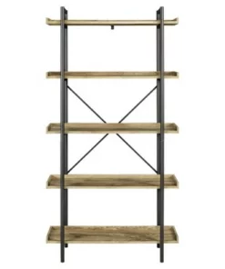 68" 5 Tray Shelf Urban Pipe X Back Bookshelf - Saracina Home Driftwood -Bookshelves Sales Shop unnamed file 3513