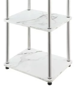 63.25" No Tools 5 Tier Tower - Breighton Home Faux White Marble/chrome -Bookshelves Sales Shop unnamed file 3527