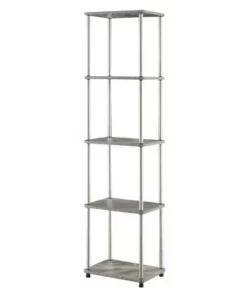 63.25" No Tools 5 Tier Tower - Breighton Home Faux White Marble/chrome -Bookshelves Sales Shop unnamed file 3529