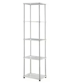 63.25" No Tools 5 Tier Tower - Breighton Home Faux White Marble/chrome -Bookshelves Sales Shop unnamed file 3530