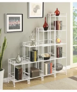 57.75" 5 Tier Folding Metal Shelf White - Breighton Home -Bookshelves Sales Shop unnamed file 3543
