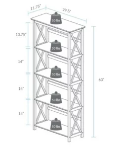 Montego 5-Shelf Bookcase - Flora Home White -Bookshelves Sales Shop unnamed file 3548