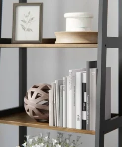 67" Annabelle 5 Tier Ladder Bookcase - Brookside Home Black/white