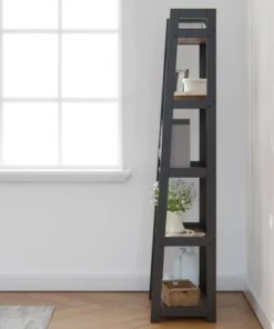 67" Annabelle 5 Tier Ladder Bookcase - Brookside Home Black/white -Bookshelves Sales Shop unnamed file 3555