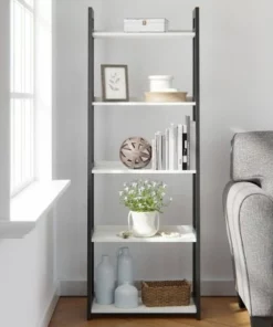 67" Annabelle 5 Tier Ladder Bookcase - Brookside Home Black/white -Bookshelves Sales Shop unnamed file 3559