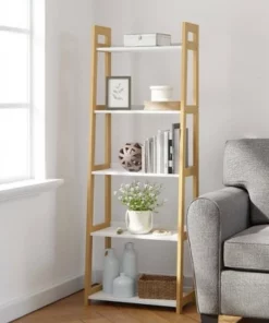 67" Annabelle 5 Tier Ladder Bookcase - Brookside Home Black/white -Bookshelves Sales Shop unnamed file 3560