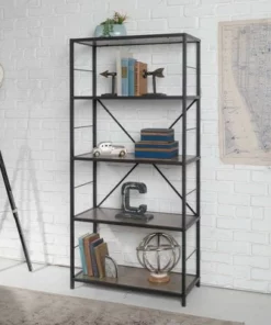 63" Rustic Industrial Farmhouse 4 Shelf Tall Bookshelf - Saracina Home Barnwood -Bookshelves Sales Shop unnamed file 3619