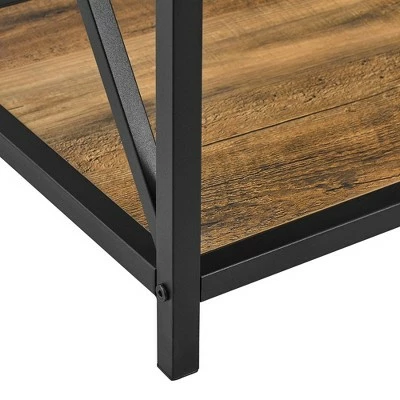 61" Modern Farmhouse X Frame Metal and Wood Media Bookshelf - Saracina Home Driftwood 7 61" Modern Farmhouse X Frame Metal and Wood Media Bookshelf - Saracina Home Driftwood - Image 5