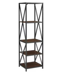 61" Modern Farmhouse X Frame Metal and Wood Media Bookshelf - Saracina Home Driftwood 22 61" Modern Farmhouse X Frame Metal and Wood Media Bookshelf - Saracina Home Driftwood -Bookshelves Sales Shop unnamed file 3638