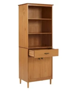 70" Murray High Rise Solid Wood Storage Hutch - Saracina Home Caramel