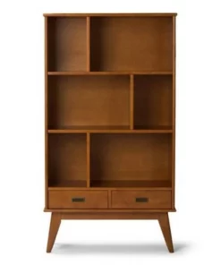 Tierney Solid Hardwood Mid Century Wide Bookcase and Storage Unit - Wyndenhall Teak -Bookshelves Sales Shop unnamed file 3663
