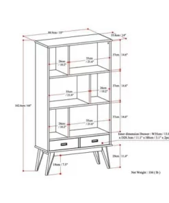 Tierney Solid Hardwood Mid Century Wide Bookcase and Storage Unit - Wyndenhall Teak -Bookshelves Sales Shop unnamed file 3664