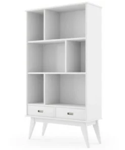 Tierney Solid Hardwood Mid Century Wide Bookcase and Storage Unit - Wyndenhall Teak -Bookshelves Sales Shop unnamed file 3667