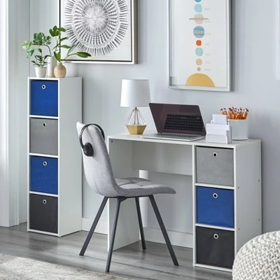 4.25" Utility Bookcase Tower with 4 Fabric Bins - Buylateral White/pink 4 4.25" Utility Bookcase Tower with 4 Fabric Bins - Buylateral White/pink - Image 2