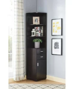 70.75" Julisse 3 Shelf Corner Bookcase - miBasics Walnut Oak -Bookshelves Sales Shop unnamed file 3686