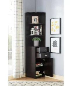 70.75" Julisse 3 Shelf Corner Bookcase - miBasics Walnut Oak -Bookshelves Sales Shop unnamed file 3687