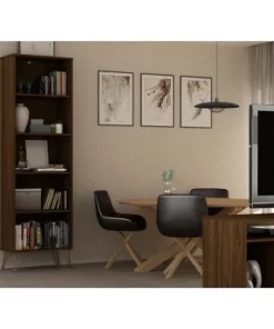 Rockefeller 5 Shelf Bookcase - Manhattan Comfort Brown