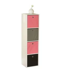 4.25" Utility Bookcase Tower with 4 Fabric Bins - Buylateral White/pink 11 4.25" Utility Bookcase Tower with 4 Fabric Bins - Buylateral White/pink -Bookshelves Sales Shop unnamed file 371