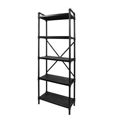 71" Driscoe Industrial 5 Shelf Firwood Bookcase Gray/Pewter - Christopher Knight Home 4 71" Driscoe Industrial 5 Shelf Firwood Bookcase Gray/Pewter - Christopher Knight Home - Image 2