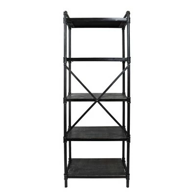 71" Driscoe Industrial 5 Shelf Firwood Bookcase Gray/Pewter - Christopher Knight Home 5 71" Driscoe Industrial 5 Shelf Firwood Bookcase Gray/Pewter - Christopher Knight Home - Image 3