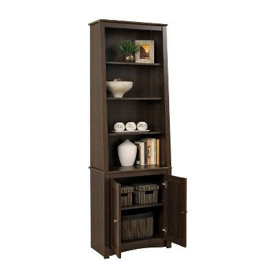 Tall Slant-Back Bookcase with 2 Shaker Doors Espresso - Prepac 5 Tall Slant-Back Bookcase with 2 Shaker Doors Espresso - Prepac - Image 3