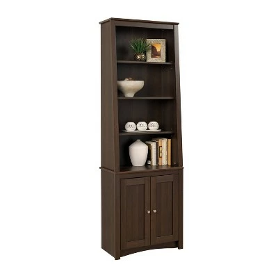 Tall Slant-Back Bookcase with 2 Shaker Doors Espresso - Prepac 6 Tall Slant-Back Bookcase with 2 Shaker Doors Espresso - Prepac - Image 4