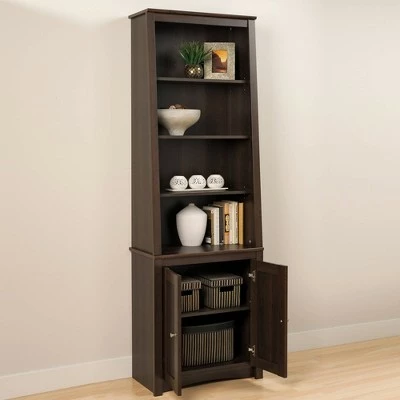 Tall Slant-Back Bookcase with 2 Shaker Doors Espresso - Prepac 7 Tall Slant-Back Bookcase with 2 Shaker Doors Espresso - Prepac - Image 5