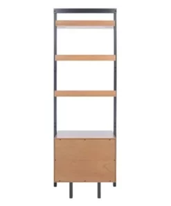 71.96" Lavina 3 Shelves and 1 Door Etagere Natural/Charcoal - Safavieh -Bookshelves Sales Shop unnamed file 3780