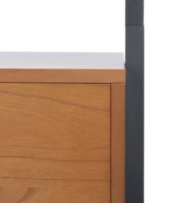 71.96" Lavina 3 Shelves and 1 Door Etagere Natural/Charcoal - Safavieh -Bookshelves Sales Shop unnamed file 3783