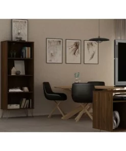 Rockefeller 4 Shelf Bookcase - Manhattan Comfort Black