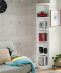 Hawley Contemporary Corner Shelf Display White - HOMES: Inside + Out