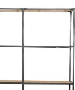 74" Metal Etagere with 4 Drawers and 4 Shelves Brown/Black - Benzara