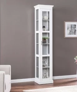 77.25" Metmit Tall Curio with Glass Door - Aiden Lane Gray