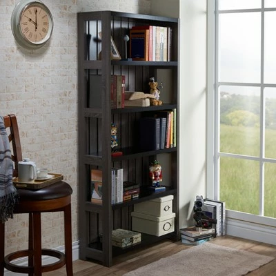72" Kehoe Transitional Bookcase Dark Gray/Black - HOMES: Inside + Out 3 72" Kehoe Transitional Bookcase Dark Gray/Black - HOMES: Inside + Out
