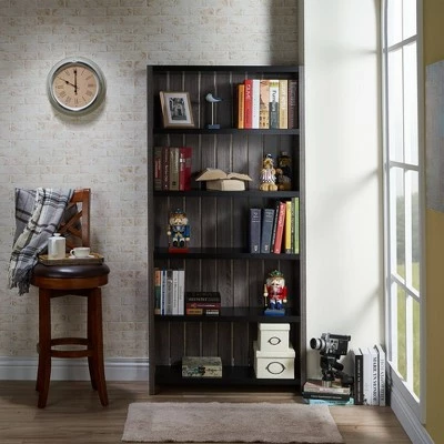 72" Kehoe Transitional Bookcase Dark Gray/Black - HOMES: Inside + Out 5 72" Kehoe Transitional Bookcase Dark Gray/Black - HOMES: Inside + Out - Image 3