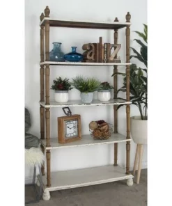 Olivia & May Farmhouse Wood Rectangle Shelving Unit White - Olivia & May