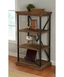 43.8" Archer Ridge Four Tier Bookshelf Brown/Black - Stylecraft