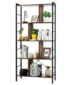 Costway 4-Tier Bookcase Industrial Bookshelf Floor Standing Storage Rack