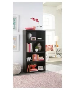 58.52" 4 Shelf Bookshelf Black/Walnut - ClosetMaid